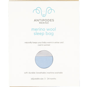 Merino wool and cotton sleeping bag, Blue (0-2 years)